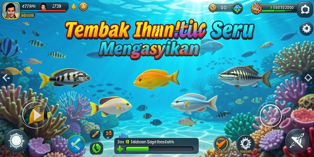 Gameplay seru Tembak Ikan di 2739 dengan berbagai jenis ikan.