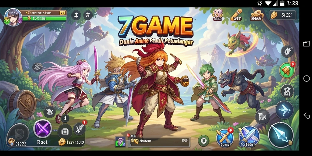 Tampilan gameplay 7GAME yang menarik dengan karakter Anime.
