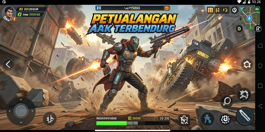 Screenshot utama menampilkan aksi menegangkan dalam API5000.