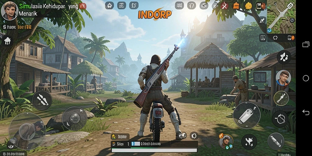 Screenshot gameplay INDORP yang menampilkan interaksi sosial karakter.