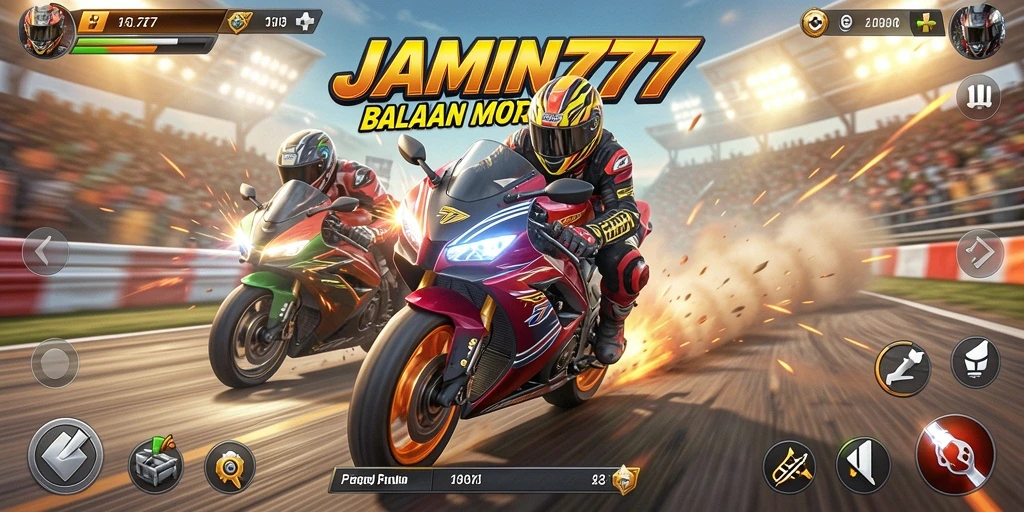 Tampilan gameplay seru dari balapan motor di JAMIN777.