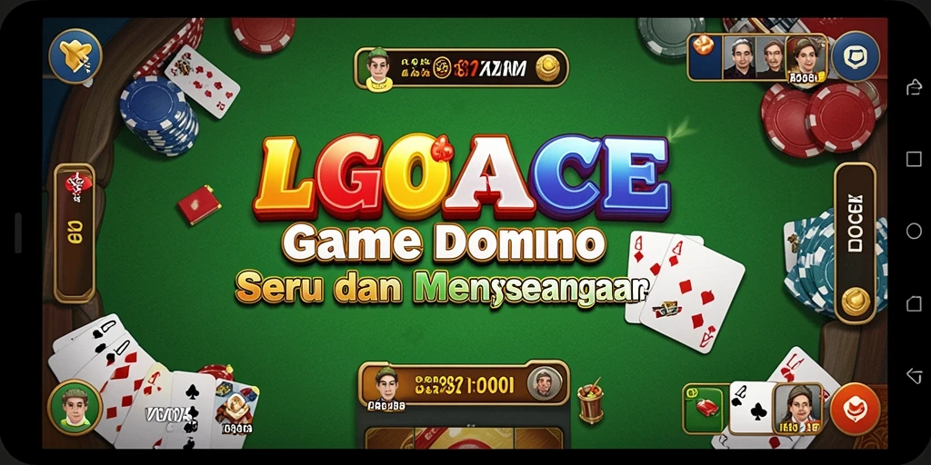 Screenshot utama menunjukkan gameplay seru LGOACE di meja domino.