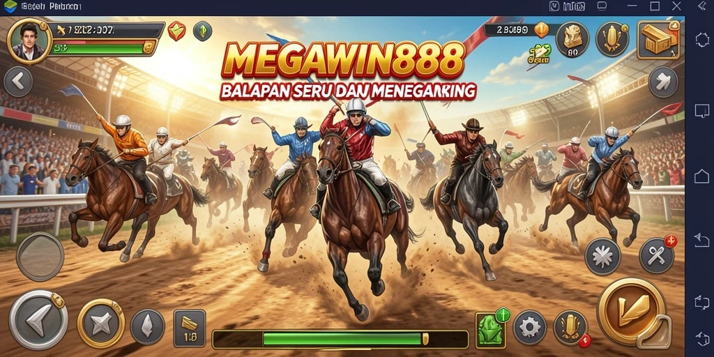 Tampilan gameplay seru dari MEGAWIN888 yang menampilkan balapan dramatis.