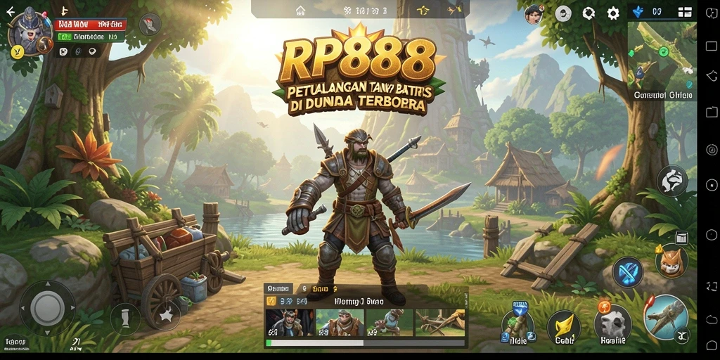 Screenshot gameplay RP888 menampilkan petualangan di dunia terbuka yang luas.