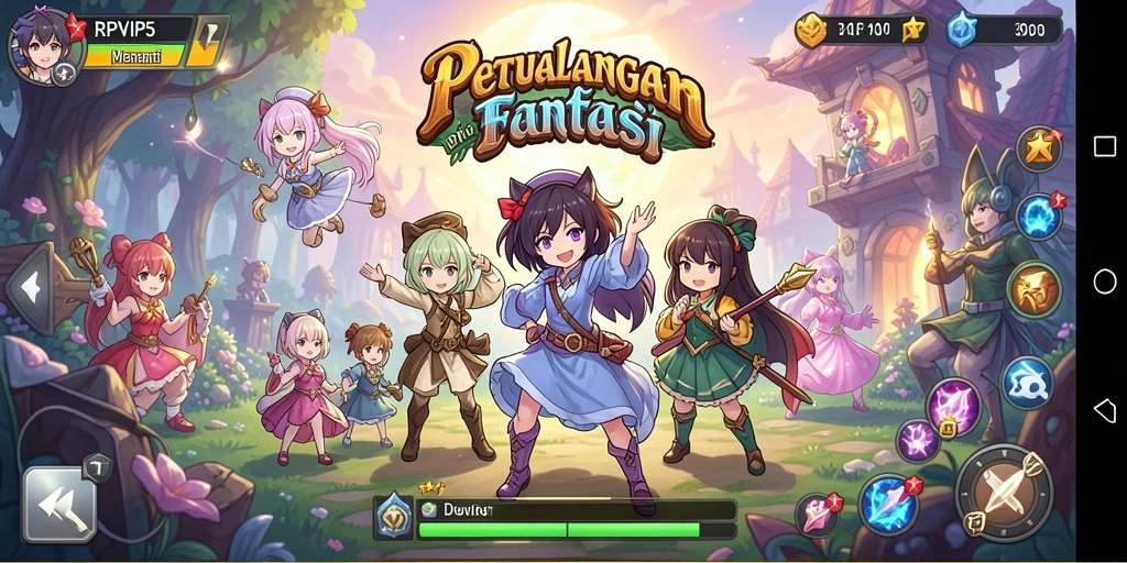 Gameplay seru dalam RPVIP5 menampilkan pertarungan karakter anime.