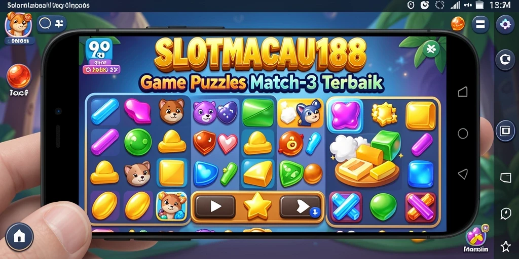 Screenshot gameplay SLOTMACAU188 menampilkan tantangan Match-3 yang menarik.